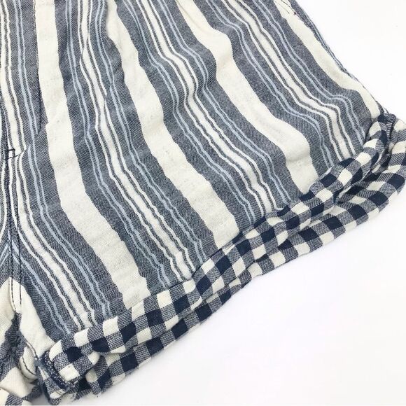 Anthro Pilcro Everyday Stripe Blue Contrast Plaid Paper Bag High Waist Shorts - Picture 13 of 16